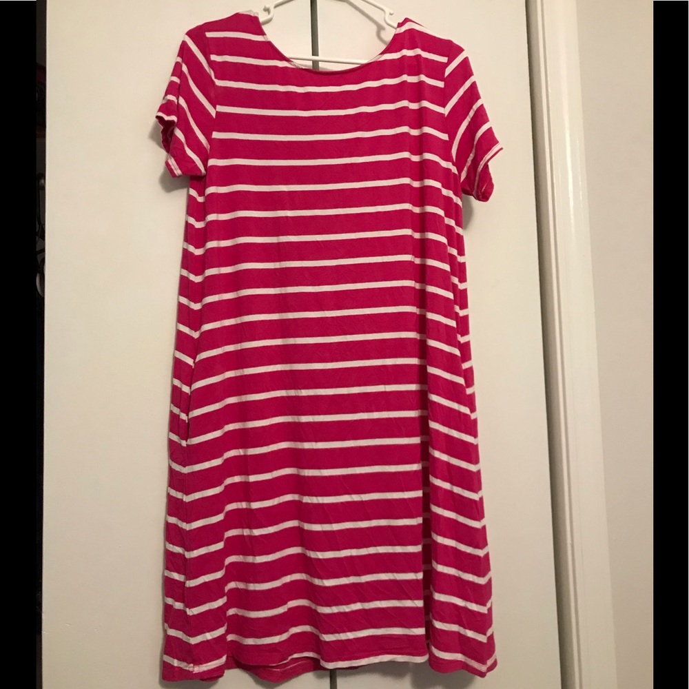 Pink and white striped dress